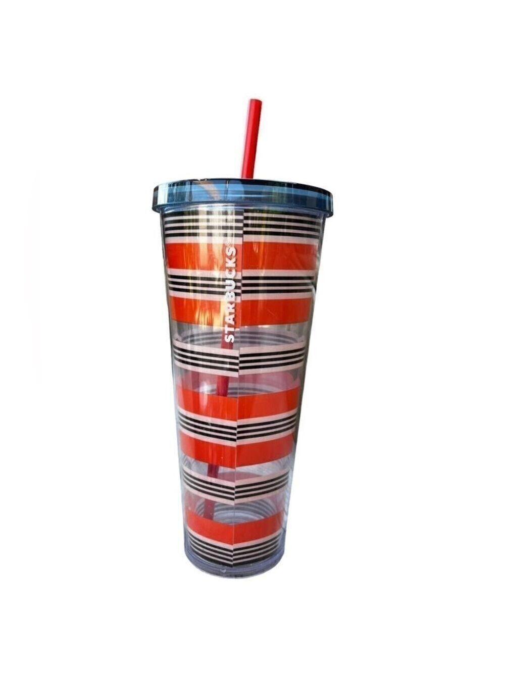 Starbucks Orange and Black Stripe 24oz Cold Cup